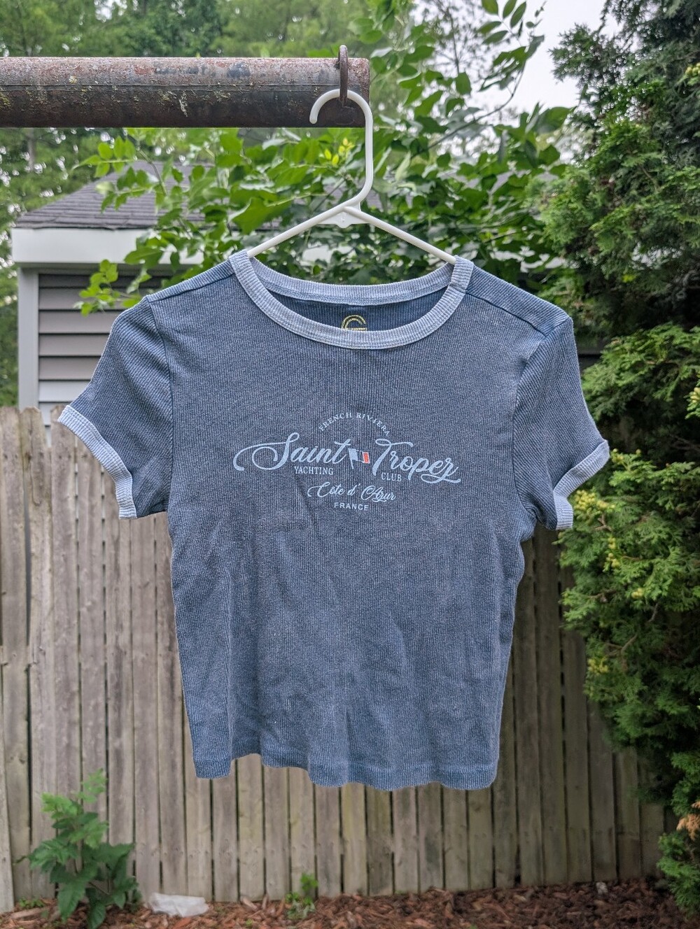 Social Culture Y2K Cropped Baby Tee "Saint Tropez Yachting Club Size Large